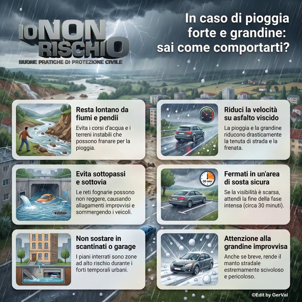 Allerta Meteo: come comportarsi in caso di pioggia forte e grandine