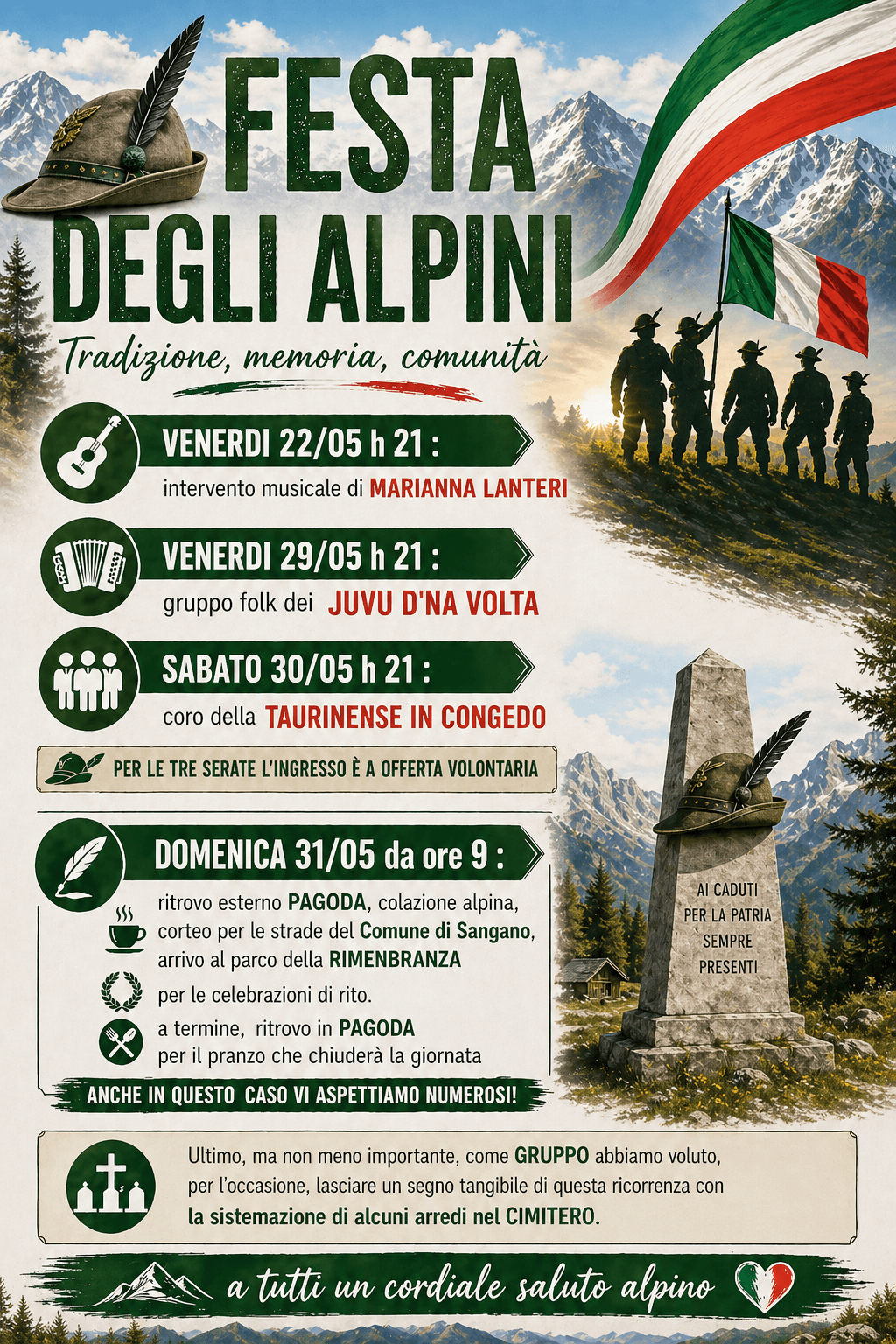 Speciale 45° Anniversario: un Maggio di celebrazioni con gli Alpini di Sangano