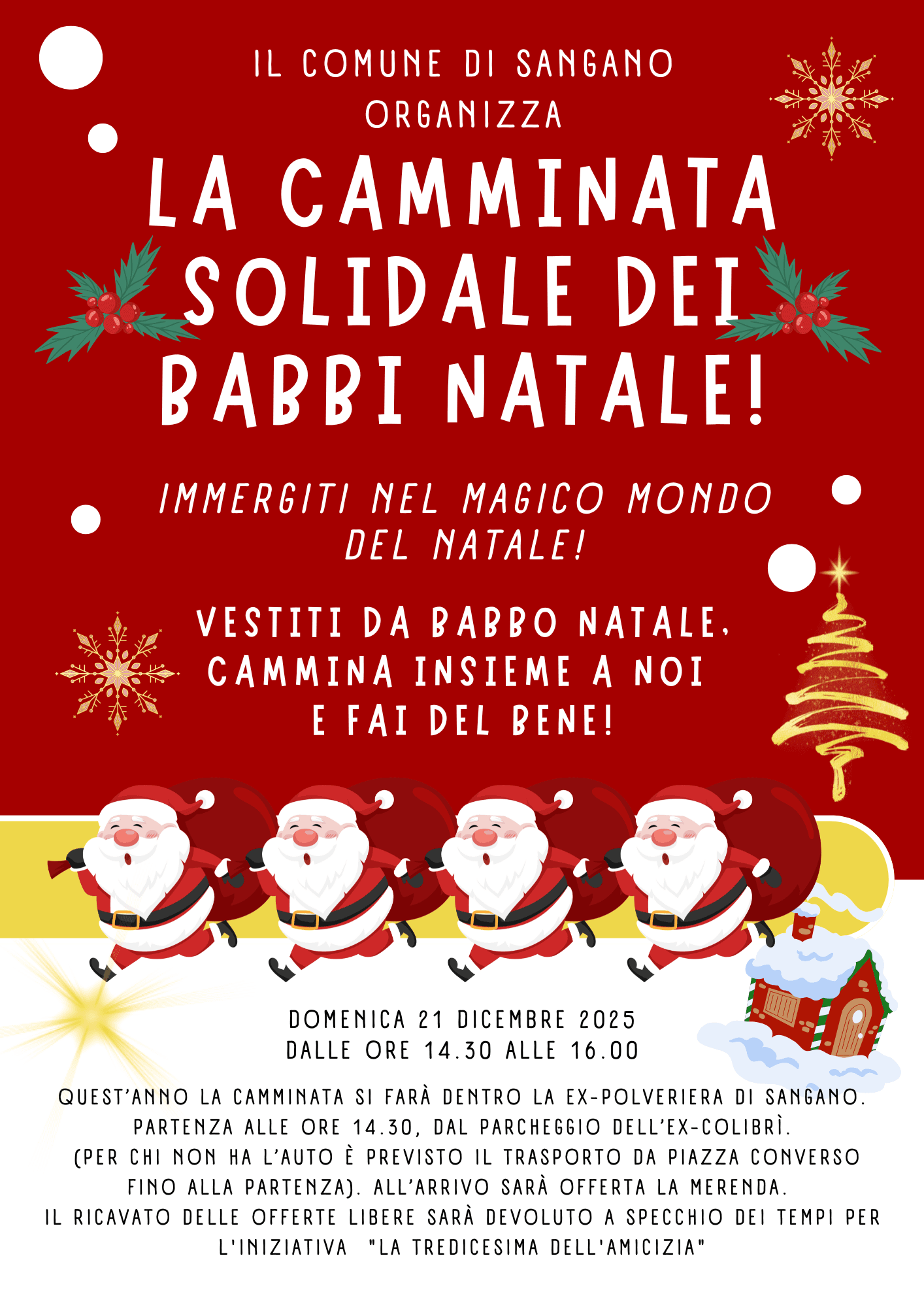 Metti il Cappello Rosso e Cammina con Noi! Torna la Camminata Solidale dei Babbi Natale!