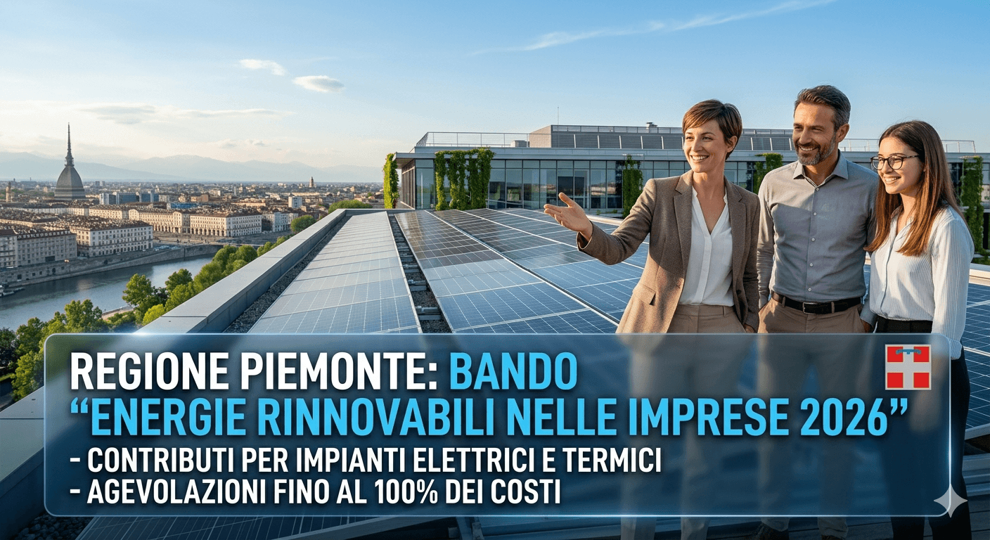 Piemonte: al via il nuovo Bando "Energie Rinnovabili nelle Imprese 2026"