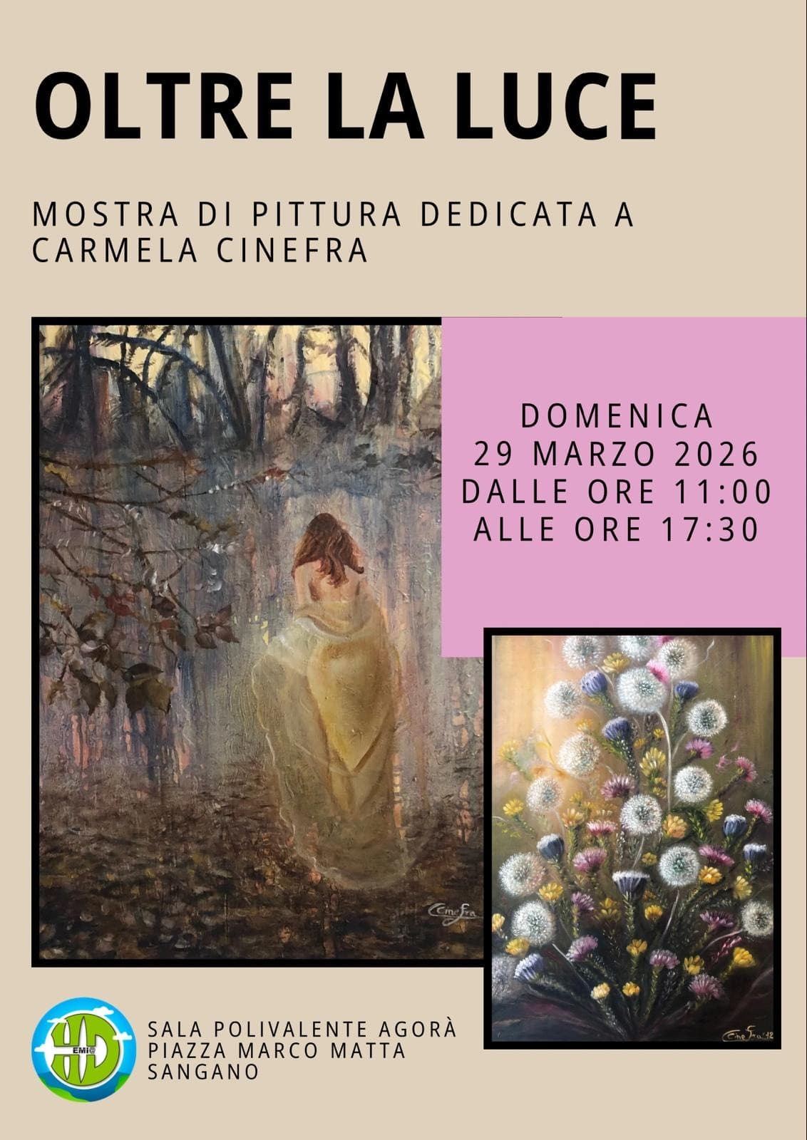 "Oltre la Luce", una mostra dedicata alle opere di Carmela Cinefra