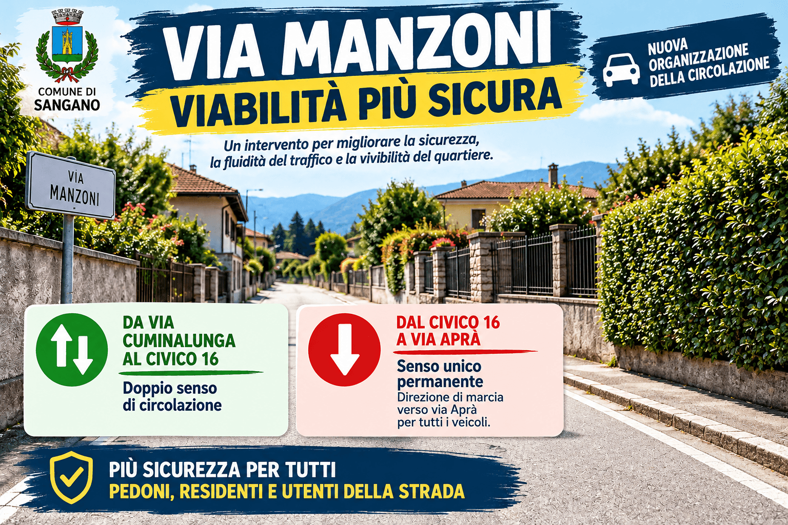Via Manzoni, il Comune avvia il percorso per una viabilità più sicura