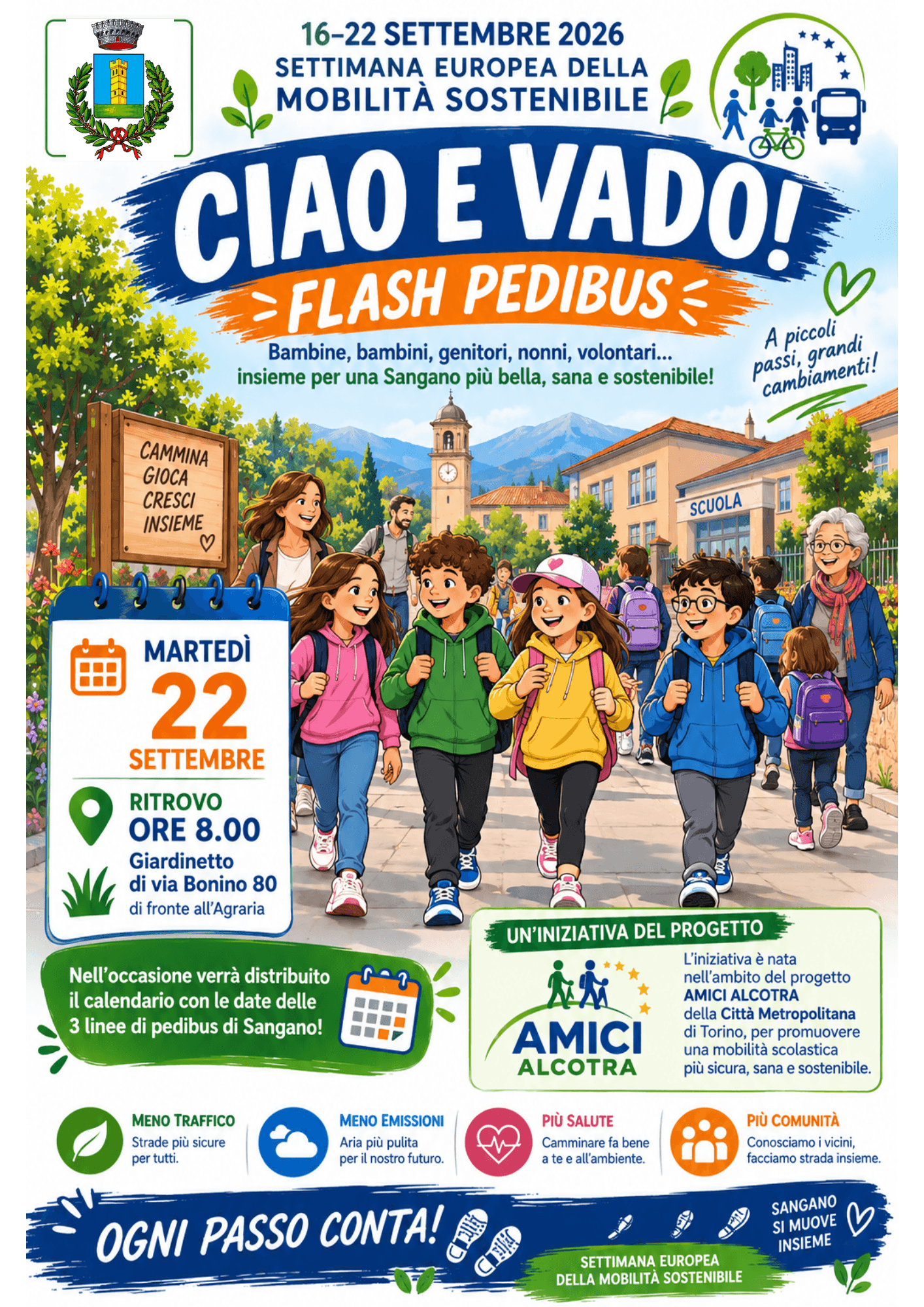 "CIAO E VADO!" – Parte il Pedibus di Sangano